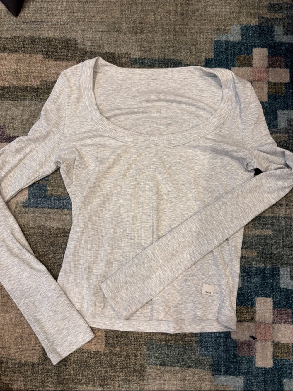 Light Gray Scoop Neck Long Sleeve Top by Vuori
